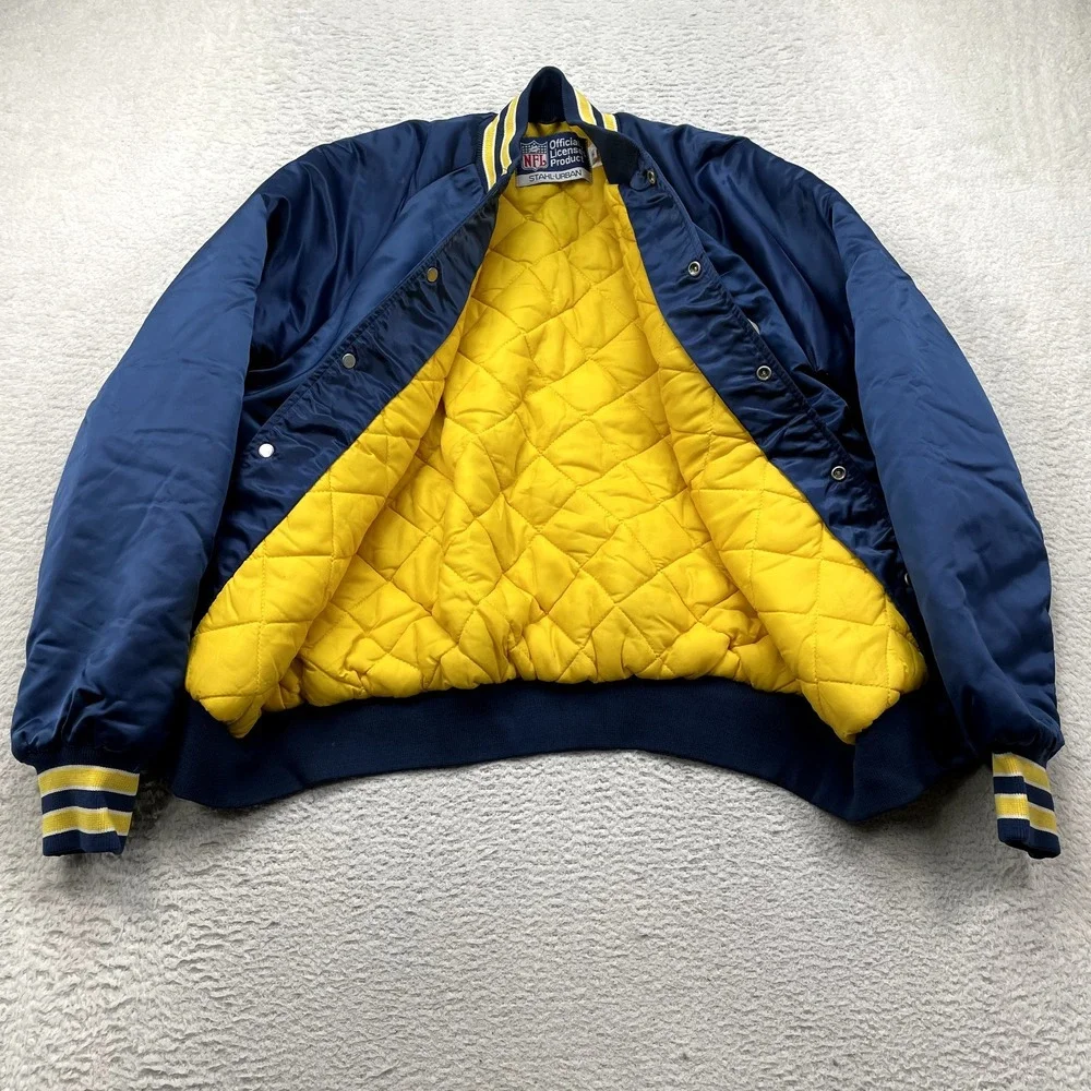 VTG Mens LA Rams Stahl-Urban Medium NFL BLUE Snap Jacket‎